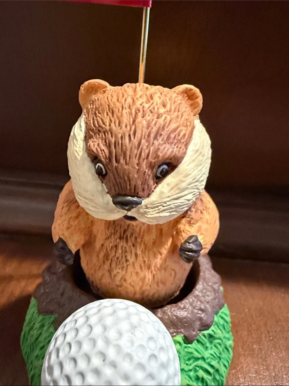 Brown Gopher Golf Flag Ornament